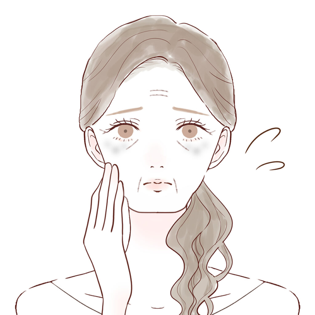 しわやタルミが気になっている女性のイラスト
